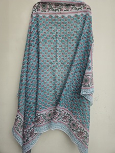 Hand Block Print Cotton <b>Sarong</b> Pareo Floral Beach Wrap Indian Printed <b>Bikini</b> Cover up Lightweight Breathable Long Summer Scarf - Product Image 5