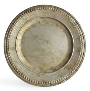 Assiettes de Présentation de Luxe Rondes Plates en Acier Inoxydable Argenté, Plateau de Service Décoratif Doré pour Mariage - Product Image 4