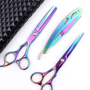 Tijeras de Peluquería Profesionales de Alta Calidad de 6 Pulgadas, Color Morado, para Corte y Desbaste - Product Image 1