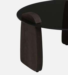 Table basse moderne en bois avec plateau en verre, table centrale en bois massif pour salon, bureau, salle de séjour, meubles de maison - Product Image 1