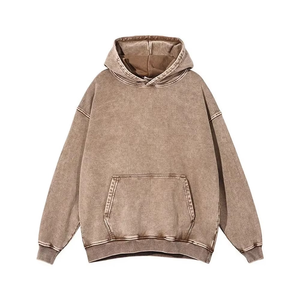 Men's Oversized Hooded Sweatshirt Solid Color Cotton French Terry Pocket Design Washed Look Autumn Wear Regular Fit - Product Image 5