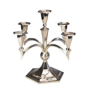 Wholesale Classic Elegant Gold Metal 5-Arm Candelabra <b>Candle</b> Holder Stand Luxury Vintage Wedding <b>Dinner</b> Party Event Centerpiece - Product Image 6