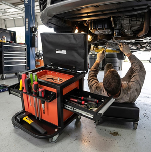 <b>Rolling</b> Creeper Seat with Drawers <b>Tool</b> Tray Padded Seat with Wheels Automotive Creeper Seat Garage <b>Tool</b> Cart GAPGAR026 - Product Image 1