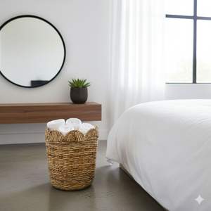 Cesta de mimbre artesanal con diseño de corteza de plátano - Product Image 5