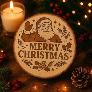 Snowman Design Merry Christmas Wooden <b>Coaster</b> Suitable For Drinks <b>Table</b> Protection Festive Decor And Holiday Gift From India - Product Image 1