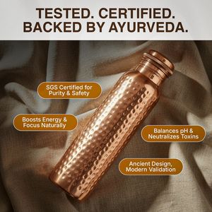 ขวดทองแดงแบบอายุรเวทสำหรับดื่มน้ำอุ่น เหมาะสำหรับการดูแลสุขภาพในฤดูหนาว ใช้เพิ่มความชุ่มชื้นในชีวิตประจำวัน ใช้ในครัวเรือน - Product Image 2