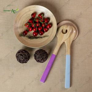 Cuillères à dîner et à salade classiques en bambou plaqué or rose - Durables, écologiques, capacité de 10 ml, ustensiles de cuisine - Product Image 2