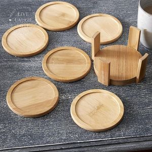 Wooden Durable Handmade Classic Round <b>Kitchen</b> Coasters-Non-Folding <b>Rack</b> for Bar Use - Product Image 1