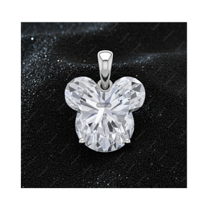 Pendentif et breloque en or fin 925 en argent sterling avec diamant de laboratoire certifié GIA IGI 1CT D VVS VS Mickey Mouse, cadeau pour lui - Product Image 1