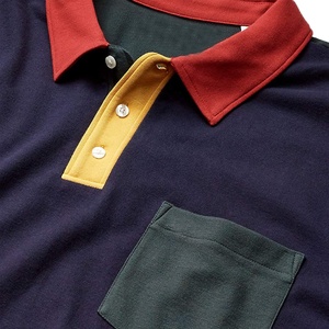 Polos para hombre de manga corta sin arrugas de 4 vías estiramiento que absorbe la humedad rendimiento tortuga cuello colorblock camisetas - Product Image 2