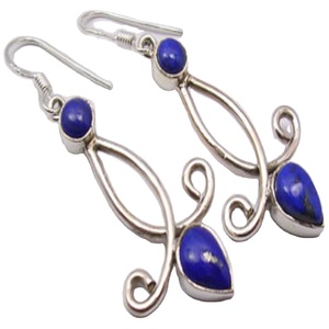 Handmade 925 Sterling Silver Earrings Natural Blue Lapis Lazuli Gemstone Fine Jewelry for Weddings Parties Factory Wholesale - Product Image 1