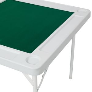 Tavolo da Mahjong Portatile per 4 Giocatori, Pieghevole Quadrato in Feltro Verde con Vassoi Porta Chip e Portabicchieri per il Gioco d'Azzardo - Product Image 5