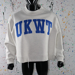 Sweat-shirt à col montant gris cendré UKWT, 100% coton, broderie appliquée bleue, col large, URBAN PRODUCTIONS - Product Image 1