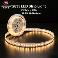 Lampu Strip LED 2835 24V 196 LED/m CRI>83 Lumen Tinggi Lampu Pita LED Fleksibel untuk Dekorasi Proyek Dalam Ruangan