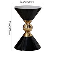 Table d'appoint de luxe noire en forme de cône, en métal plaqué or, pour salon, salle de séjour, bureau - Fournisseur indien