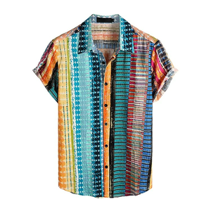 เสื้อชายหาดพิมพ์ลายสไตล์ฮาวาย แขนสั้น ปกคอพับ ผ้าป๊อปลินถัก สำหรับผู้ชาย - Product Image 4