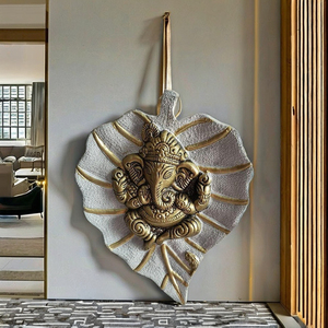 White-Golden Metal Ganesha Wall Hanging Hand-carved Lord Ganesha for Home & Office Decor - Product Image 4