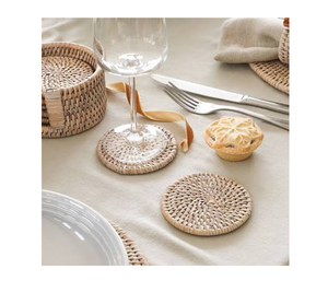 Sous-verres et sets de table en rotin à prix imbattable – Nouvelle collection de dessous-de-plat ronds en rotin - Product Image 1