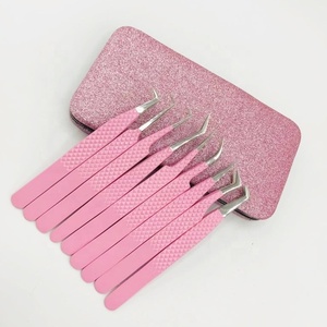 Pince à épiler rose en acier inoxydable à pointe fine pour l'application des cils, testée à la main, outils de beauté, logo personnalisé - Product Image 2