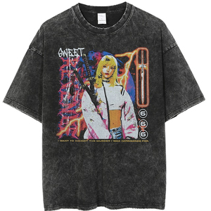 T-shirt personnalisé vintage 100 % coton avec impression graphique et logo, coupe oversize pour homme, épaules tombantes, délavé à l'acide, respirant et séchage rapide - Product Image 3