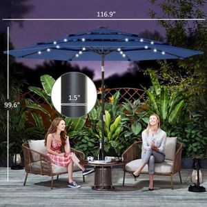 Ombrellone da Esterno 2.5m/2.7m di Diametro per Cortile, Ristorante, Spiaggia, Giardino - Ombrellone Durevole in PE e Poliestere per Spiaggia e Giardino - Product Image 6