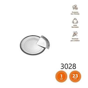 Plateau en papier argenté jetable PLATO DE PAPEL Plata pour servir des aliments, assiettes jetables écologiques et élégantes - Product Image 3