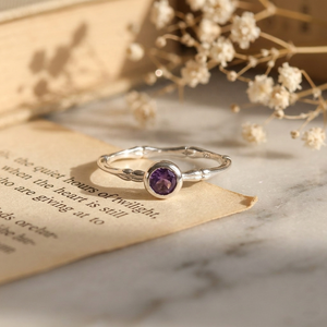 Bague de mariage et de fête en argent sterling 925 plaqué or rose avec améthyste violette, motif floral, bijoux pour femme avec pierre précieuse et pierre de naissance, vente en gros OEM - Product Image 5
