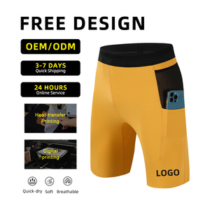 Shorts de compression athlétiques légers et extensibles 4 directions pour hommes avec logo personnalisé, mi-longueur, pour la gym et le fitness, en toile décontractée - Product Image 2