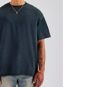 Camiseta de corte holgado con lavado ácido, estilo streetwear hip hop, 100% algodón, con logo, para hombre, ajuste holgado, OEM - Product Image 3