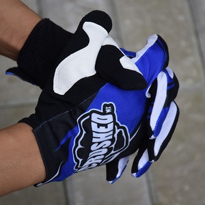 Gants de course intégraux unisexes bleus, noirs et blancs à impression par sublimation, respirants, antidérapants, avec fermeture auto-agrippante pour motocross et activités de plein air - Product Image 4