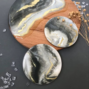 Decorative Resin <b>Coaster</b> <b>Set</b> With Stone Texture Effect For Modern Interior Design - Product Image 1