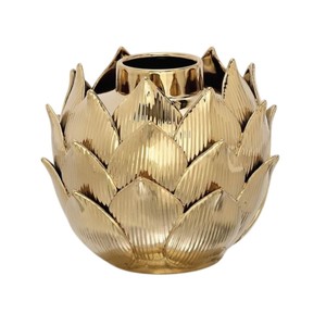 Jarrón de Metal Dorado Champán de Lujo con Diseño de Hojas Texturizadas, Centro de Mesa Moderno de Aluminio para Decoración de Bodas y Hogar - Product Image 5