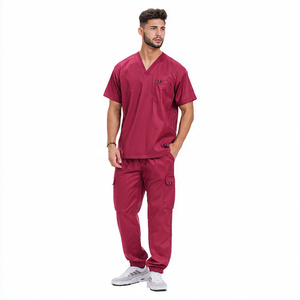 Men's High Quality 100% Polyester Twill <b>Scrubs</b> Jogger Pants <b>Top</b> Uniform Set Modern Medical Hospital Workwear Custom Nursing Suit - Product Image 6