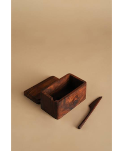 Boîte à beurre en bois écologique avec couvercle, design minimaliste, vaisselle et assiettes en bois massif - Product Image 2