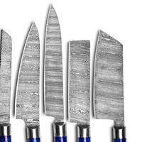 Couteau de cuisine et couteau d'extérieur faits à la main en acier Damas avec manche en bois