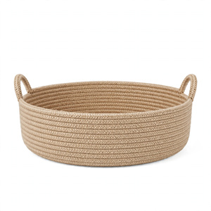 Panier de rangement pour fruits en jute écologique avec poignées, design multifonctionnel, style moderne naturel, marque personnalisée, exporté du Bangladesh - Product Image 1