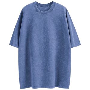 เสื้อยืดคอตตอนทรงโอเวอร์ไซส์สำหรับผู้ชาย สีพื้น คอกลม แขนสั้น สไตล์ลำลอง ผ้าเจอร์ซีย์ ย้อมสีเรียบ ทรงพอดีตัว - Product Image 3