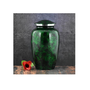 Urne funéraire décorative de luxe à dégradé métallique, marron doré, avec bande argentée, pour cendres, écologique, faite à la main - Product Image 3