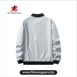 เสื้อแจ็คเก็ตบอมเบอร์สีฟ้าอ่อนสำหรับผู้ชาย แบบมีซิป ป้องกันลม สวมใส่สบายๆ สำหรับฤดูใบไม้ร่วง - Product Image 2