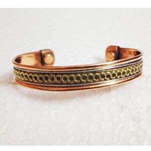 Luxury Handmade Mixed <b>Metal</b> Copper Bangle Magnetic Therapy Health <b>Bracelet</b> Adjustable Vintage Brass Cuff Jewelry Wholesale - Product Image 5