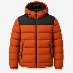 Wholesale Polyester/Cotton Canvas <b>Puffer</b> <b>Jacket</b> Men's Lightweight Solid Color Luxury <b>Waterproof</b> <b>Hooded</b> Winter Casual Wear Front - Product Image 4