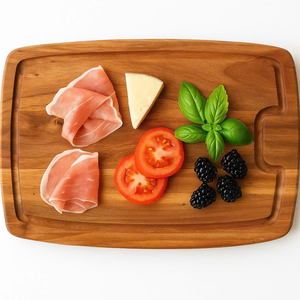 Grande planche à découper en bois d'acacia avec poignées latérales et rainure pour les jus, planche de cuisine en bois massif, planche à découper de boucher OEM - Product Image 2