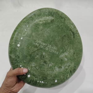 Juego de Platos de Resina con Diseño de Espiral Negro, 3 Piezas, Vajilla Redonda Hecha a Mano, Plato para Frutas Pulido - Product Image 6