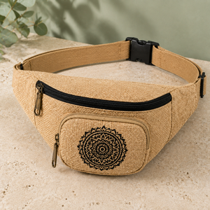 Sac banane/bandoulière HINDVANTA GLOBAL en toile de jute aspect chanvre, écologique, durable, avec fermeture éclair - Product Image 6