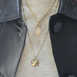 Colliers solitaires ajustables 45,5 cm avec pendentifs goutte d'eau pavés de diamants de laboratoire ronds en forme de poire, bijoux minimalistes à superposer - Product Image 2