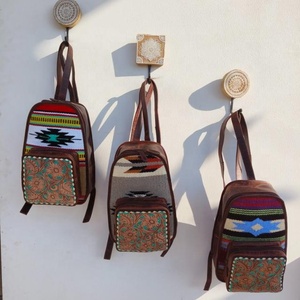 New Western Stylish Hot Fashion Real Hand Tooled Aztec Leather <b>Backpack</b> Stylish Carving Leather Hand Kilim Indian Style <b>Backpack</b> - Product Image 6