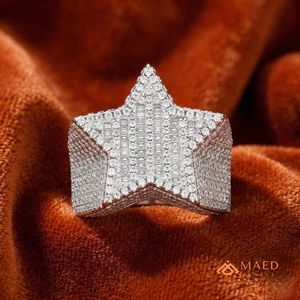 Anillo de Moissanita Estrella de Plata de Ley 925 con Pavé, Anillo Elegante de Lujo para Mujer y Hombre, Regalo Premium para EE. UU. - Product Image 5