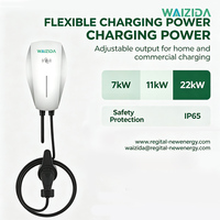 Chargeur EV de niveau 2 7kW 11kW 22kW Type 2 mural AC à une seule prise 230V 380V Bluetooth APP RFID pour usage domestique et commercial