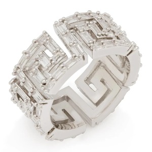 Gold Greek Key Design <b>Ring</b> with Baguette Stones Iced Out Luxury Fashion Band for <b>Men</b> and Women - Product Image 2