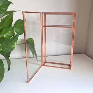 Caja de Almacenamiento de Vidrio con Marco de Metal de Cobre Sofisticado, Organizador de Joyas de Lujo, Caja Decorativa con Tapa Abatible para Decoración - Product Image 5